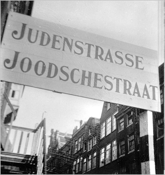 Jews' Street - a sign in German and Dutch, posted in Amsterdam.